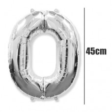 Balão Metalizado Prata Número 0 45cm